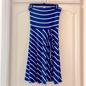 Ann Taylor strapless blue and white striped dress
